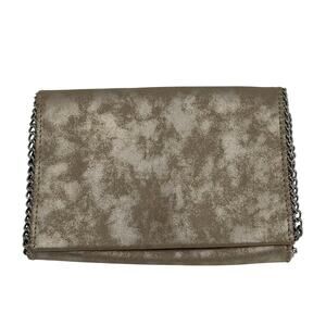 Chelsea 28 Gold Clutch Bag w Silver Chain Detail